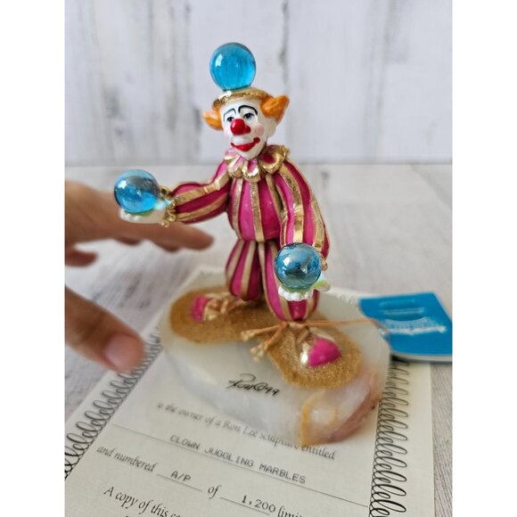 Ron Lee clown juggling marbles juggler vintage statue gold 1999 limited statue f - Picture 8 of 9